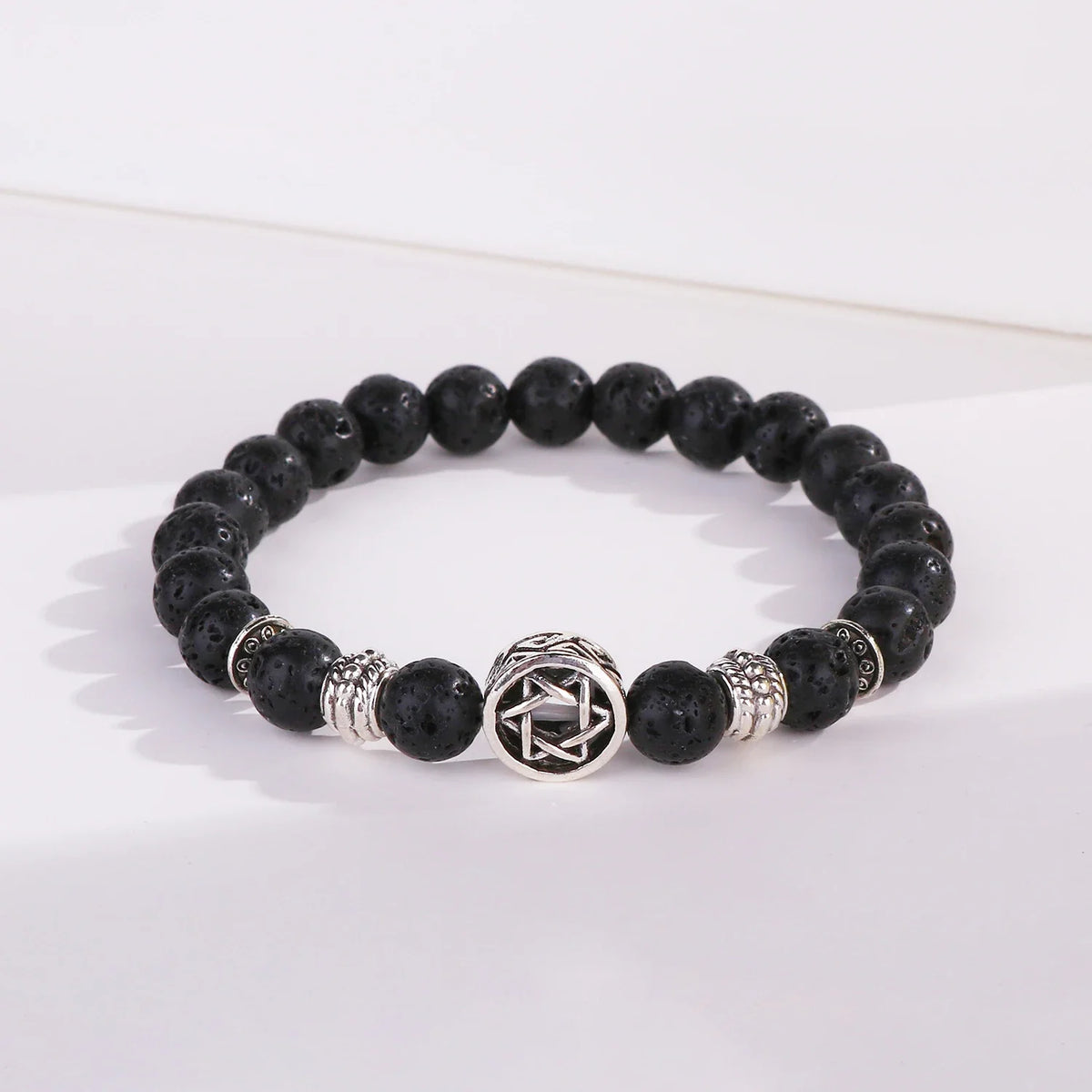Pulseras Hombre Jewish Star of David Man Bracelets For Man Lava Rock Stone Yurman David Star Bracelets Pulseras Masculina