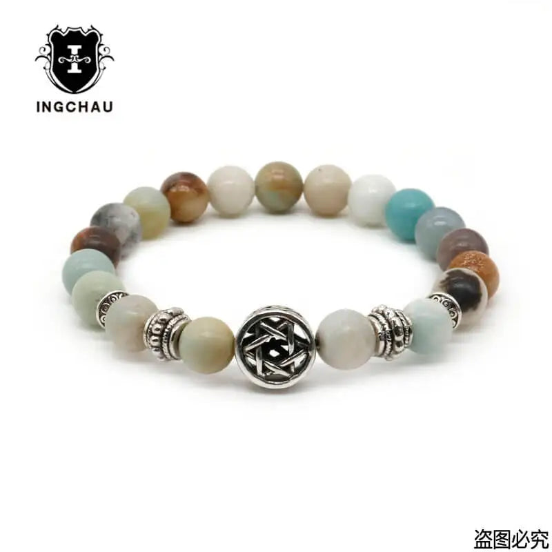 Pulseras Hombre Jewish Star of David Man Bracelets For Man Lava Rock Stone Yurman David Star Bracelets Pulseras Masculina