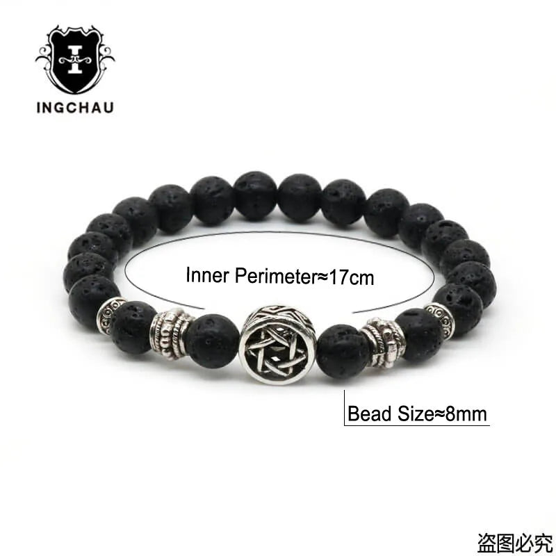 Pulseras Hombre Jewish Star of David Man Bracelets For Man Lava Rock Stone Yurman David Star Bracelets Pulseras Masculina