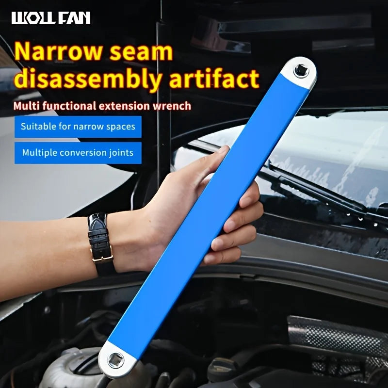 15 Inch Offset Extension Wrench Set Multi Purpose Ratchet Socket Adaptor Bar for Tight Spaces Car Repair DIY Metric Tool
