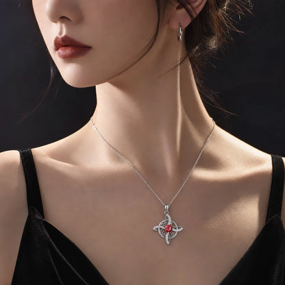 12 Birthstone Celtic knot Necklace Colorful Crystal Trinity Knot Triquetra Pendant for Women Irish Jewelry
