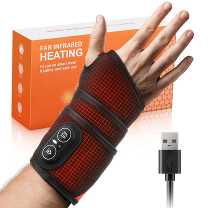 Cordless 36pcs LED Beads 660&850nm Red Light Heating Protect Belt 3 Levels Heating Vibration Hand Wrist Wrap for Leg Arm Ankle
