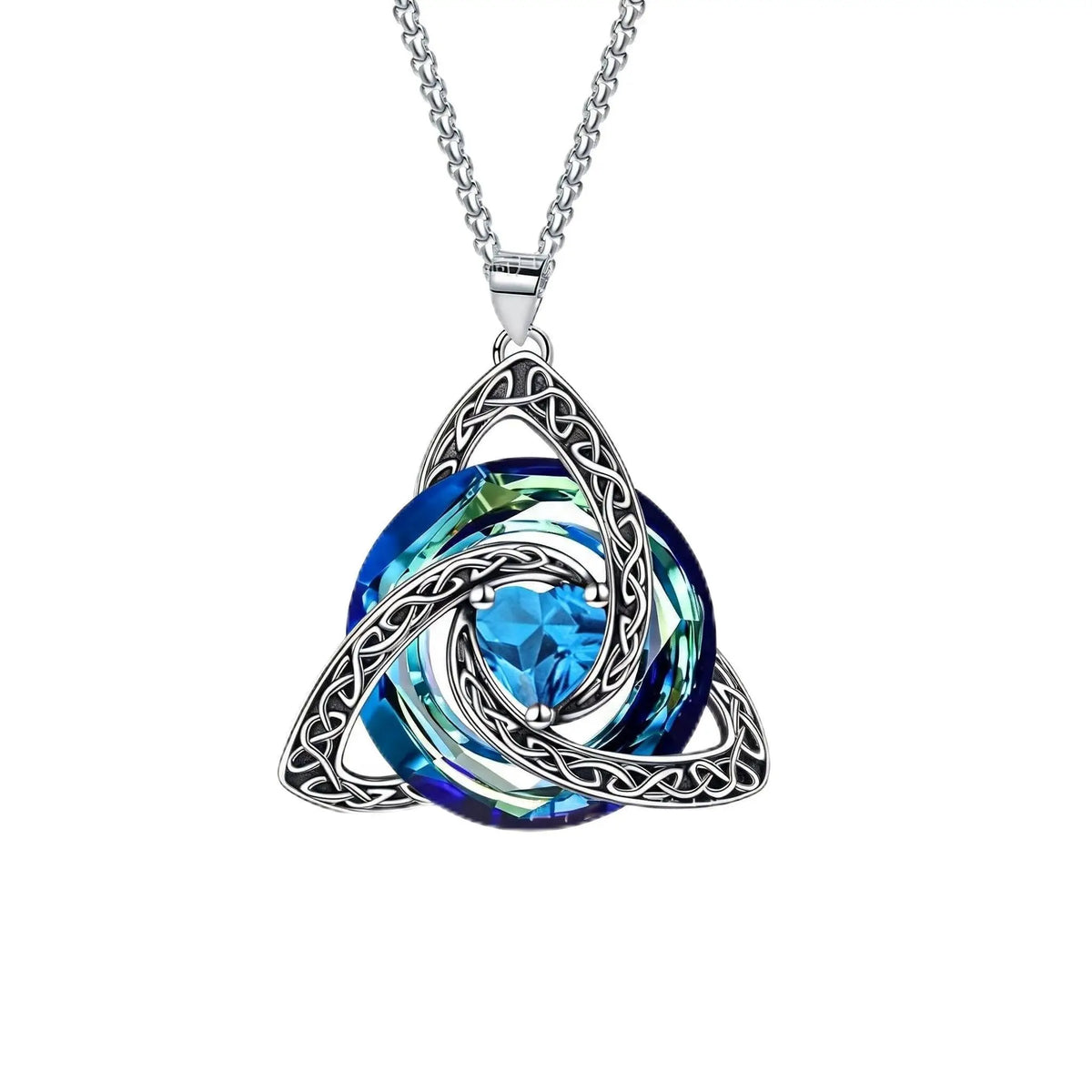 12 Birthstone Celtic knot Necklace Colorful Crystal Trinity Knot Triquetra Pendant for Women Irish Jewelry