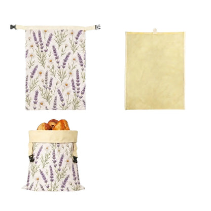 Linen Cotton Beeswax Bread Bags Removable Inner Bag Fruit Pattern Bread Storage Bag Lock Closure Beeswax Coated Bags for Baking