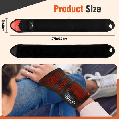 Cordless 36pcs LED Beads 660&850nm Red Light Heating Protect Belt 3 Levels Heating Vibration Hand Wrist Wrap for Leg Arm Ankle