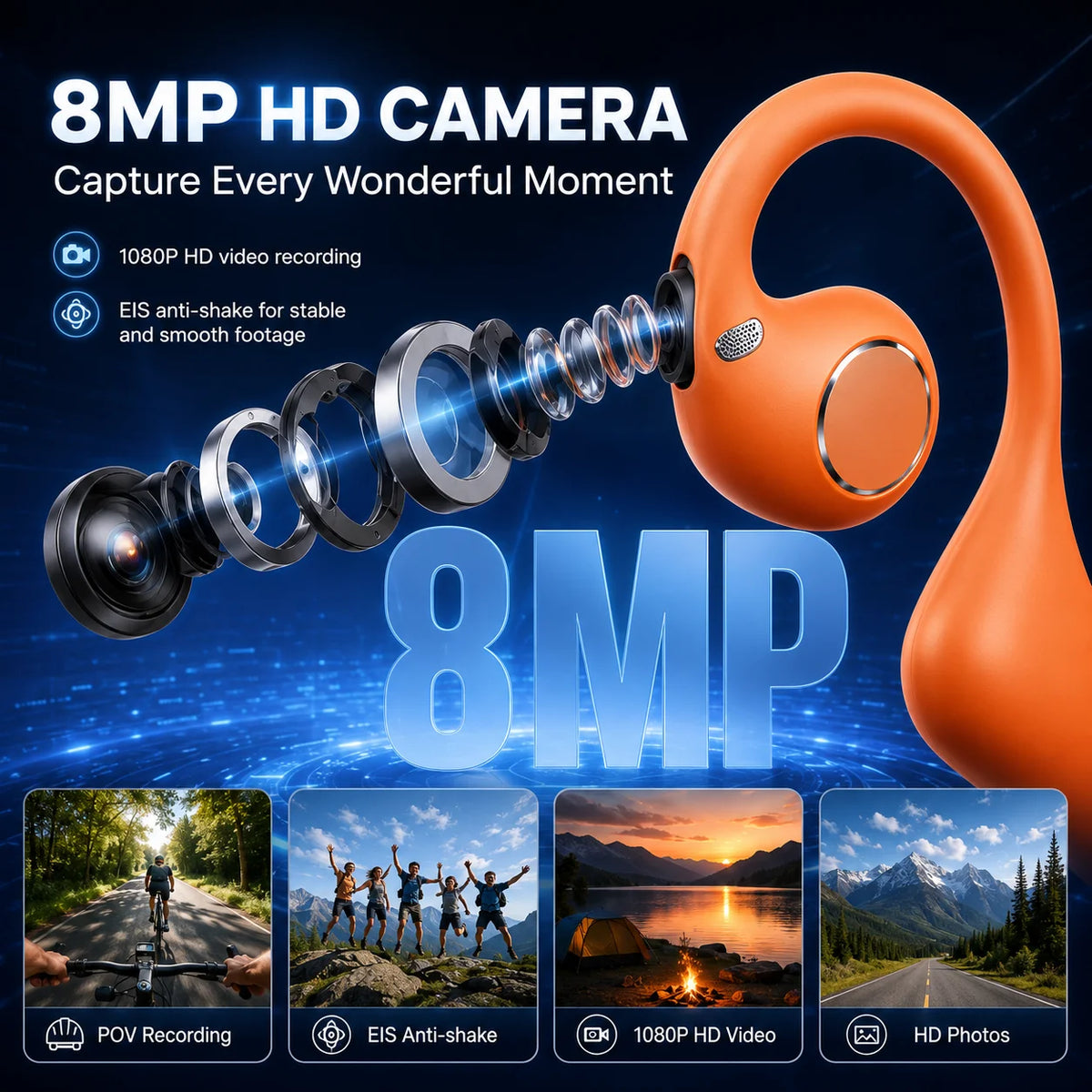 2026 New Smart Earphones Dynamic Sound Effects Music Bluetooth HD Calls 800W Smart Camera Real-time Translation Smart Earphones