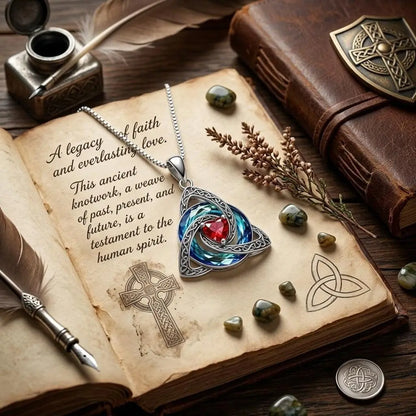 12 Birthstone Celtic knot Necklace Colorful Crystal Trinity Knot Triquetra Pendant for Women Irish Jewelry