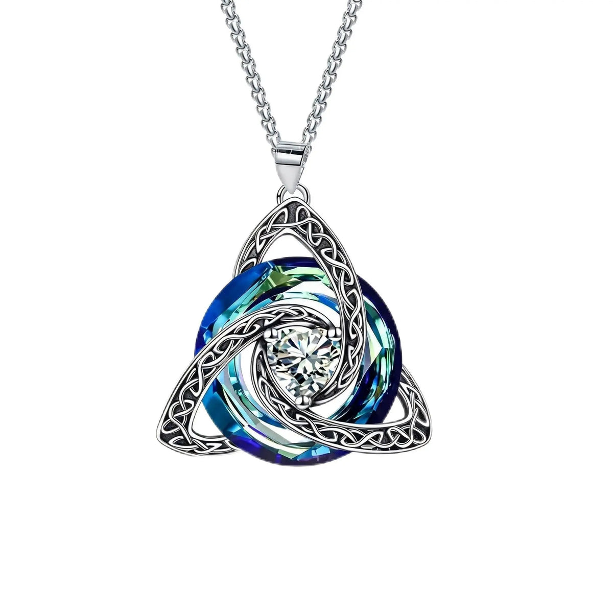 12 Birthstone Celtic knot Necklace Colorful Crystal Trinity Knot Triquetra Pendant for Women Irish Jewelry