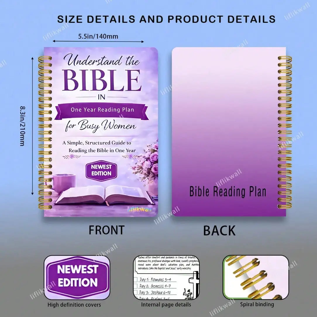 52-Week Bible Study Handbook – Spiral-Bound Devotional Notebook with Daily Prayer Guide