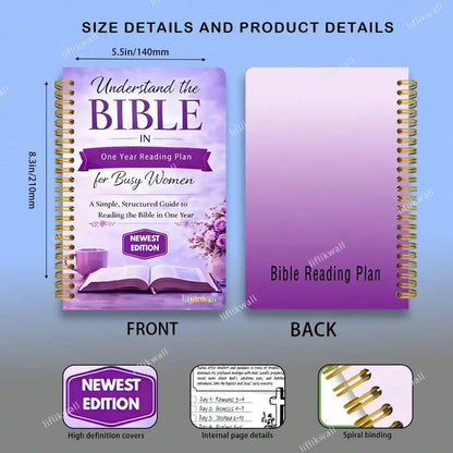 52-Week Bible Study Handbook – Spiral-Bound Devotional Notebook with Daily Prayer Guide