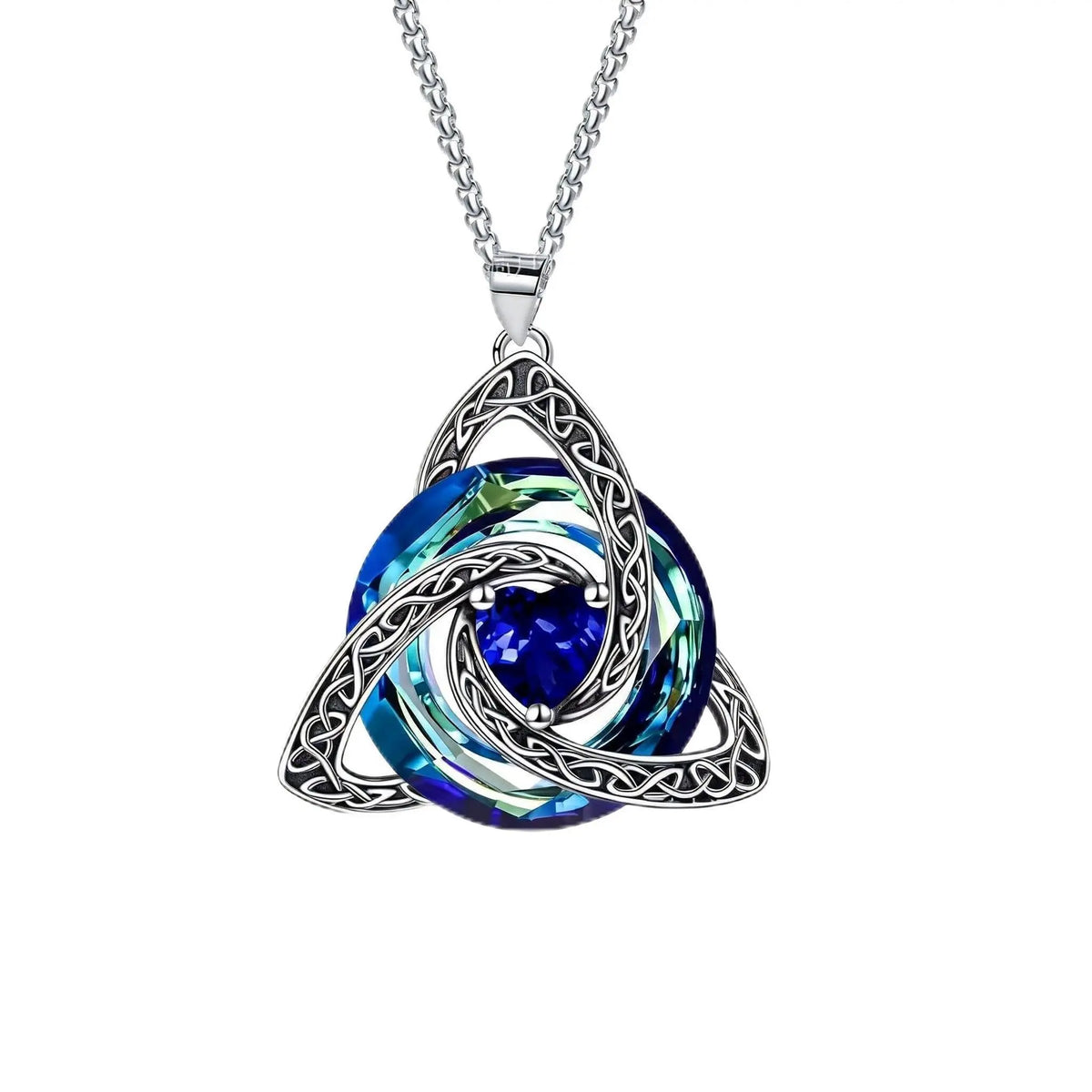 12 Birthstone Celtic knot Necklace Colorful Crystal Trinity Knot Triquetra Pendant for Women Irish Jewelry