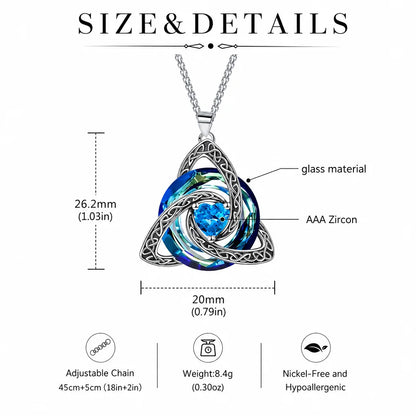 12 Birthstone Celtic knot Necklace Colorful Crystal Trinity Knot Triquetra Pendant for Women Irish Jewelry