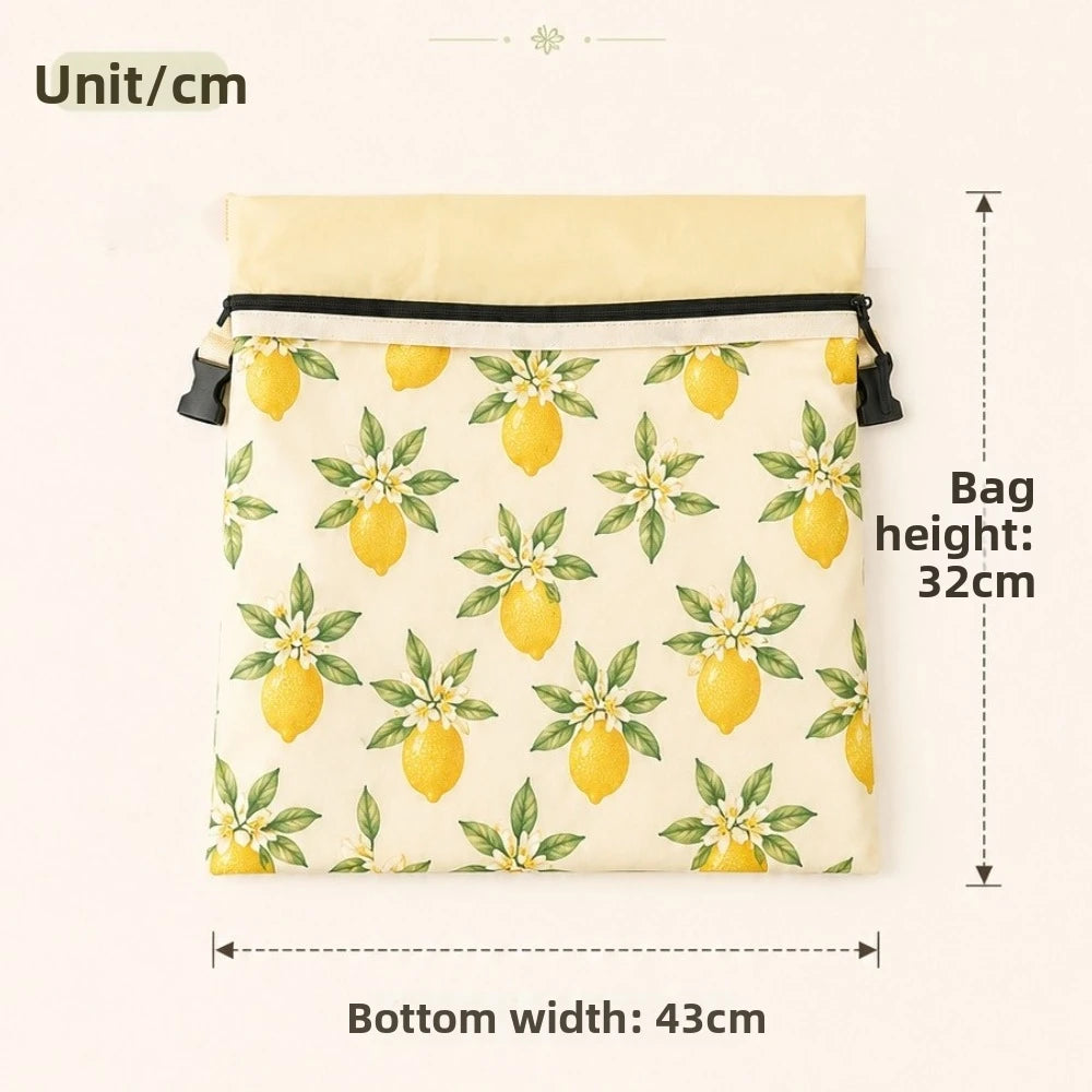 Linen Cotton Beeswax Bread Bags Removable Inner Bag Fruit Pattern Bread Storage Bag Lock Closure Beeswax Coated Bags for Baking