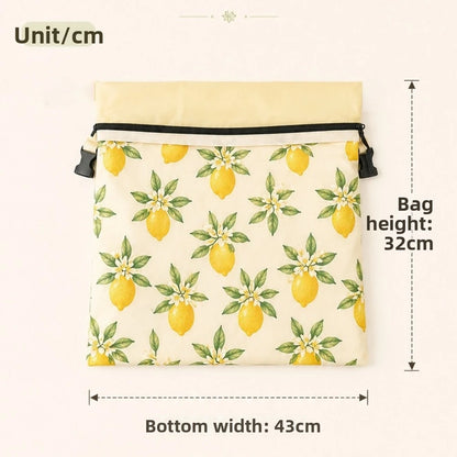 Linen Cotton Beeswax Bread Bags Removable Inner Bag Fruit Pattern Bread Storage Bag Lock Closure Beeswax Coated Bags for Baking