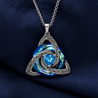 12 Birthstone Celtic knot Necklace Colorful Crystal Trinity Knot Triquetra Pendant for Women Irish Jewelry