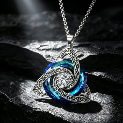 12 Birthstone Celtic knot Necklace Colorful Crystal Trinity Knot Triquetra Pendant for Women Irish Jewelry
