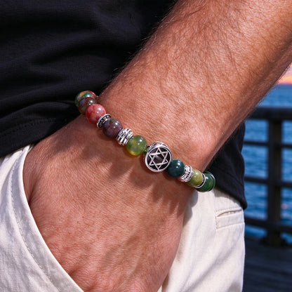 Pulseras Hombre Jewish Star of David Man Bracelets For Man Lava Rock Stone Yurman David Star Bracelets Pulseras Masculina