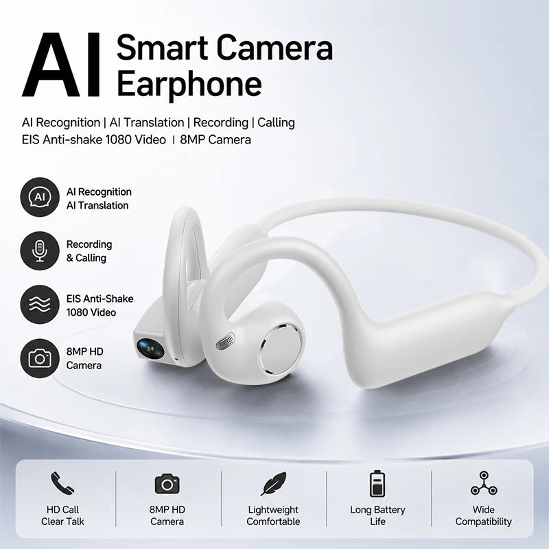 2026 New Smart Earphones Dynamic Sound Effects Music Bluetooth HD Calls 800W Smart Camera Real-time Translation Smart Earphones