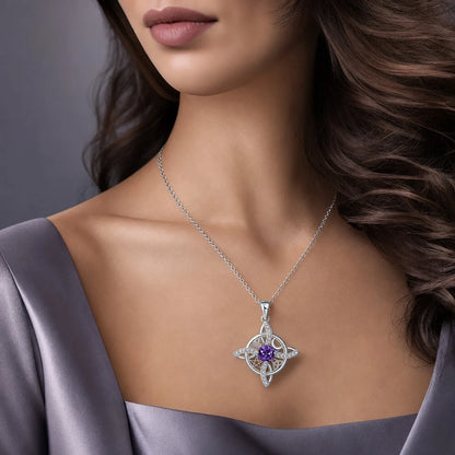 12 Birthstone Celtic knot Necklace Colorful Crystal Trinity Knot Triquetra Pendant for Women Irish Jewelry