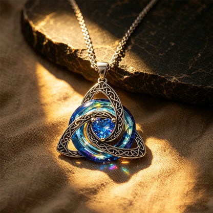 12 Birthstone Celtic knot Necklace Colorful Crystal Trinity Knot Triquetra Pendant for Women Irish Jewelry