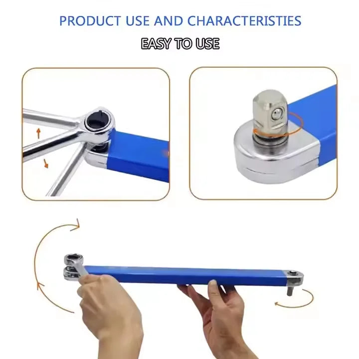 15 Inch Offset Extension Wrench Set Multi Purpose Ratchet Socket Adaptor Bar for Tight Spaces Car Repair DIY Metric Tool