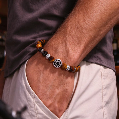 Pulseras Hombre Jewish Star of David Man Bracelets For Man Lava Rock Stone Yurman David Star Bracelets Pulseras Masculina