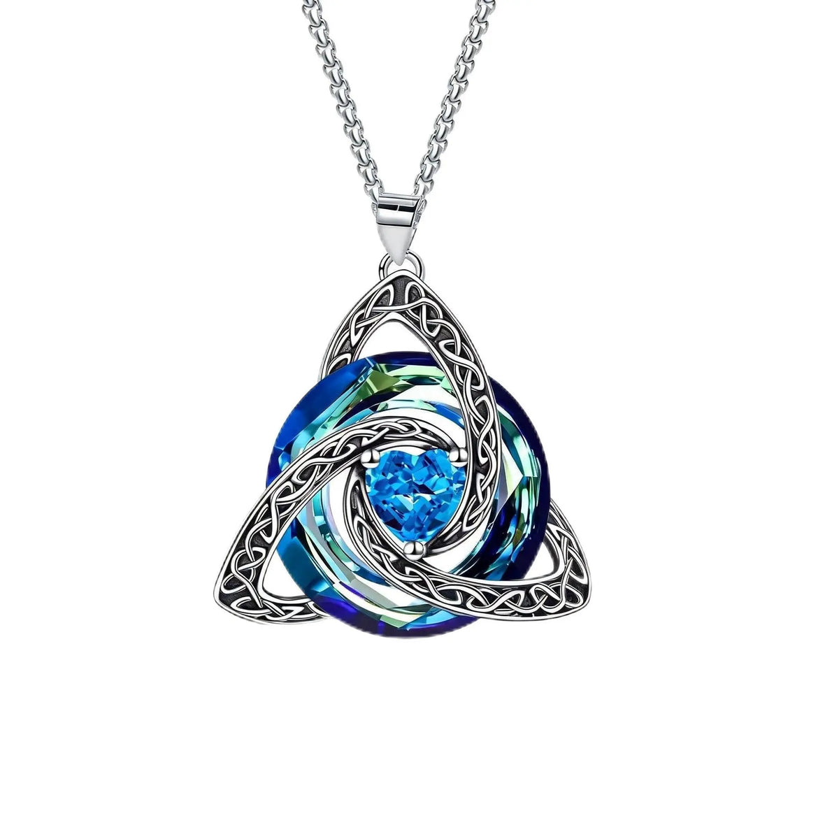 12 Birthstone Celtic knot Necklace Colorful Crystal Trinity Knot Triquetra Pendant for Women Irish Jewelry