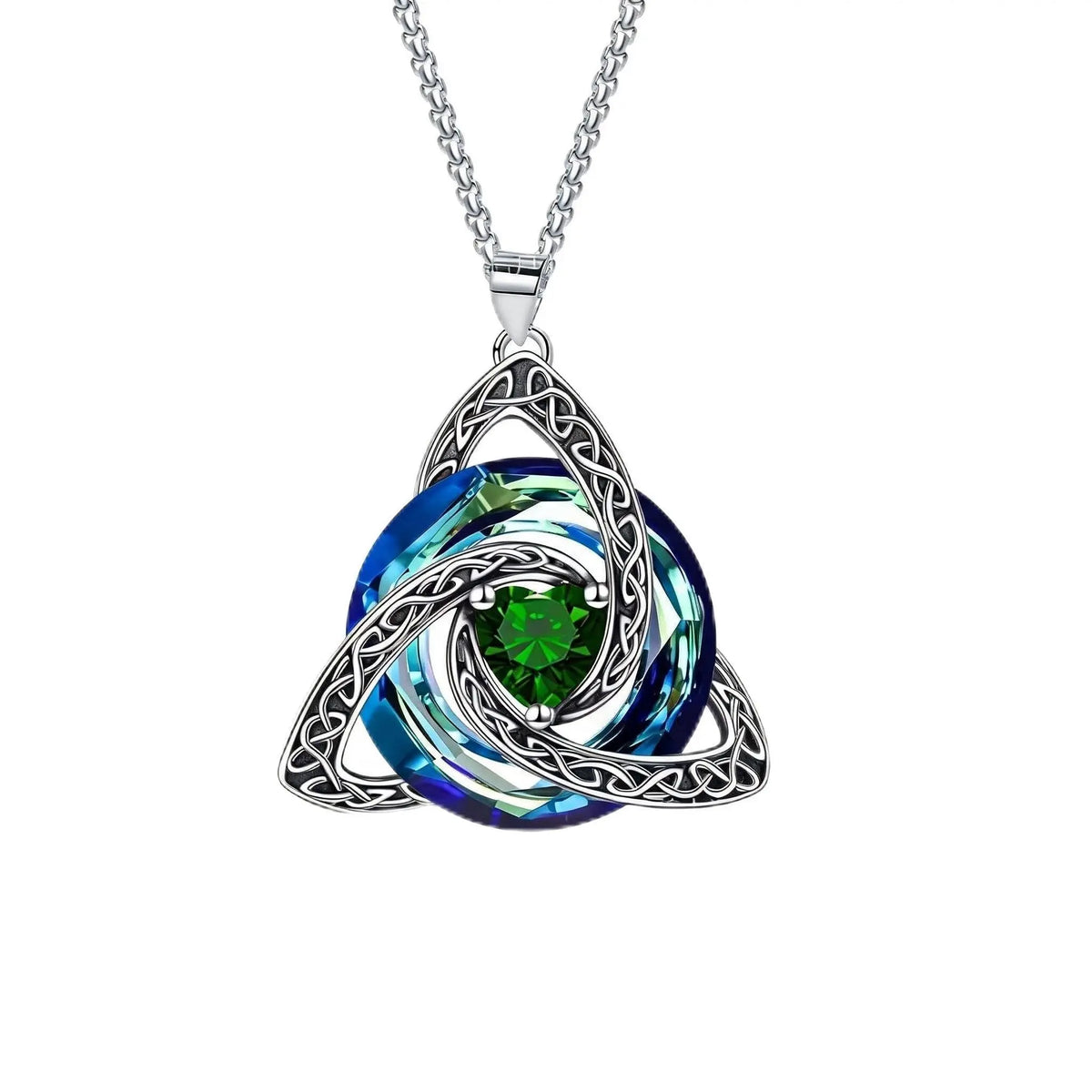 12 Birthstone Celtic knot Necklace Colorful Crystal Trinity Knot Triquetra Pendant for Women Irish Jewelry
