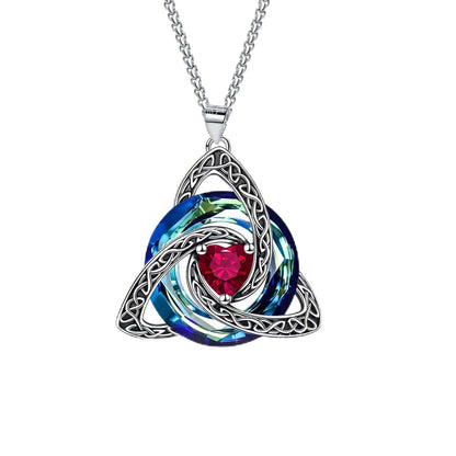 12 Birthstone Celtic knot Necklace Colorful Crystal Trinity Knot Triquetra Pendant for Women Irish Jewelry