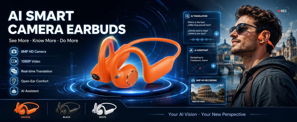 2026 New Smart Earphones Dynamic Sound Effects Music Bluetooth HD Calls 800W Smart Camera Real-time Translation Smart Earphones