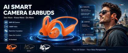 2026 New Smart Earphones Dynamic Sound Effects Music Bluetooth HD Calls 800W Smart Camera Real-time Translation Smart Earphones