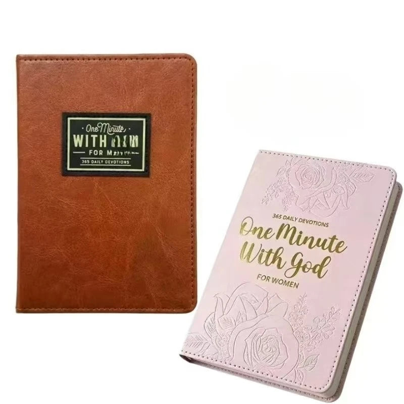 Daily Reflection Journal Set for Men Women, PU Leather Embossed Notebook, 365 Days Inspirational Diary, Portable Writing Planner