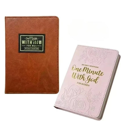 Daily Reflection Journal Set for Men Women, PU Leather Embossed Notebook, 365 Days Inspirational Diary, Portable Writing Planner