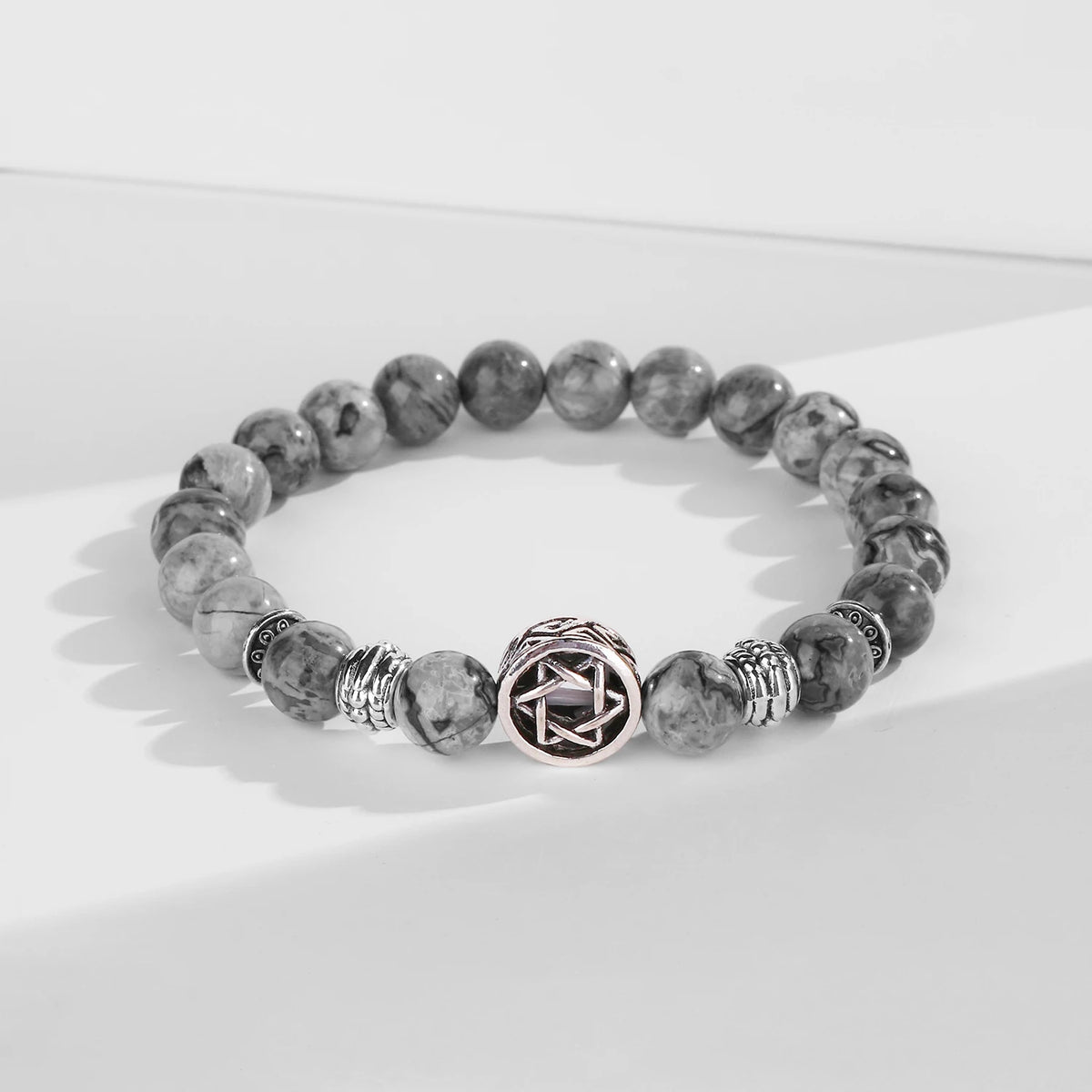 Pulseras Hombre Jewish Star of David Man Bracelets For Man Lava Rock Stone Yurman David Star Bracelets Pulseras Masculina