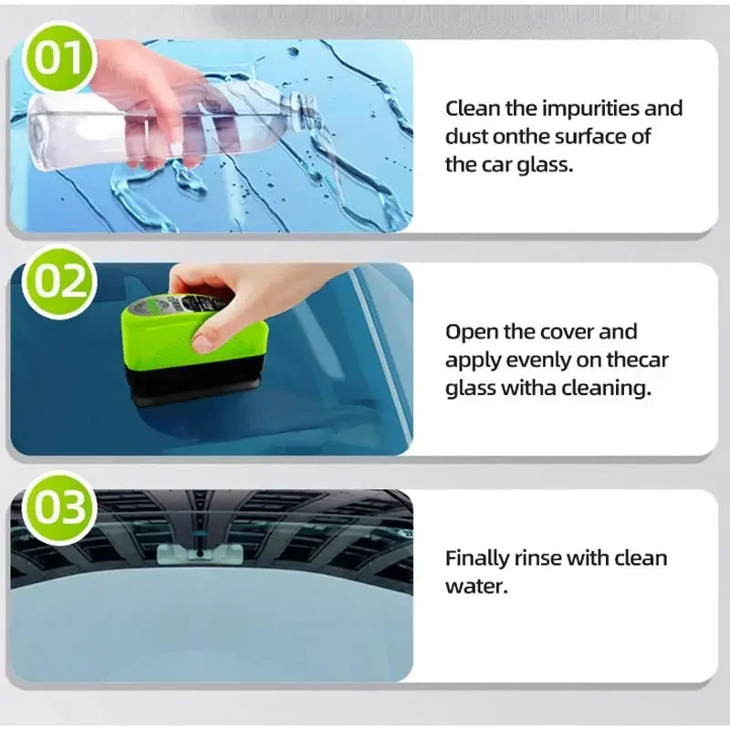 Car Windshield Oil Film Cleaning Brush, Removes Oil Film, Rainproof and Anti-Fog, Powerfully Cleans Windshield.